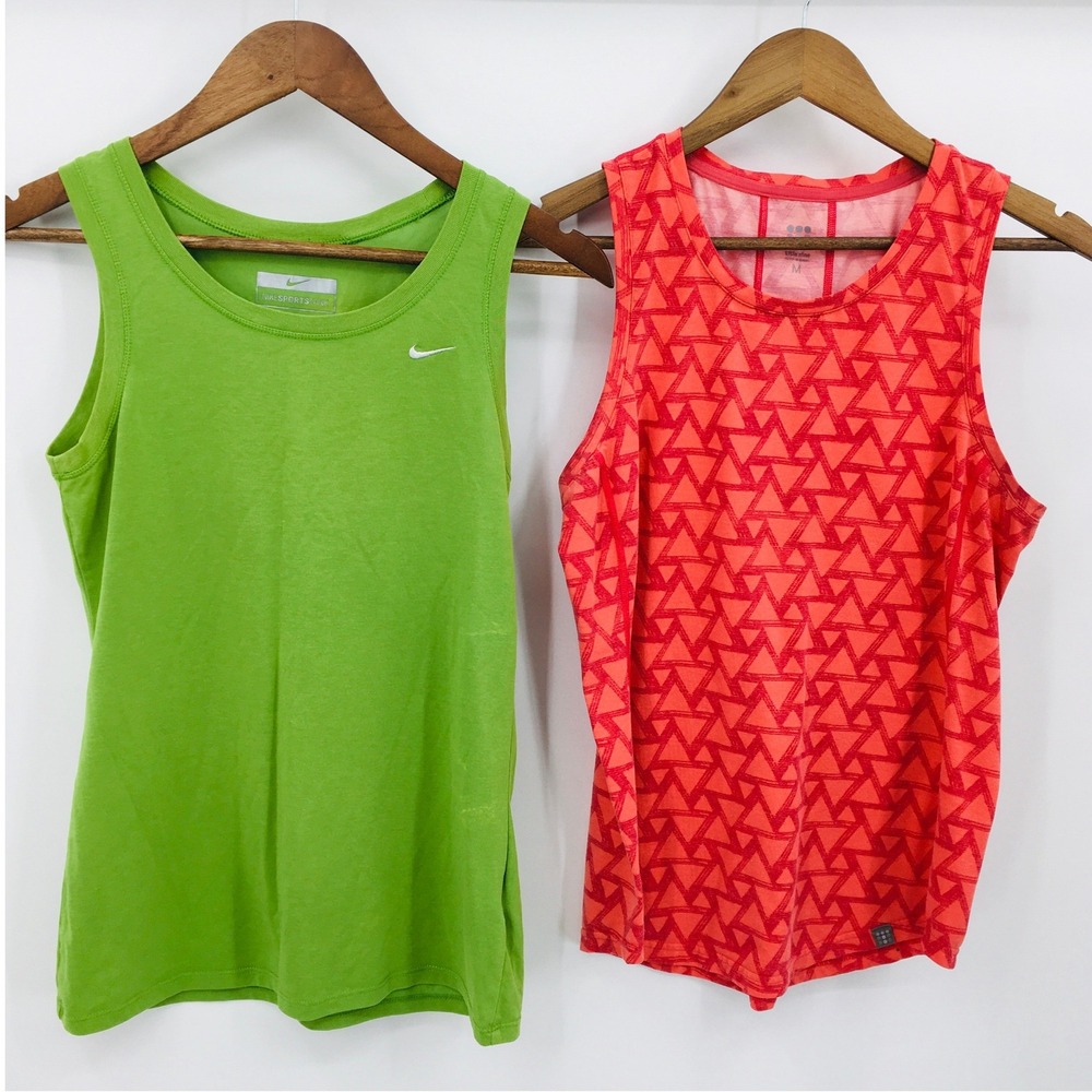 Nike Title Nine Athletic Tank Top Bundle Womens M Green Orange Outdoor Hike Gym